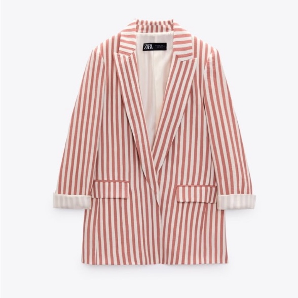 Zara Striped Pocketed Blazer - Size M